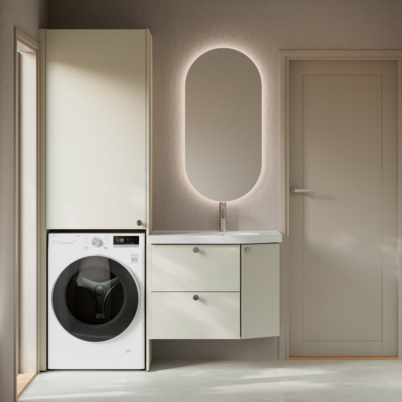 Mondo-allaskaappi ja Ergo Storage -pesukonekaappi