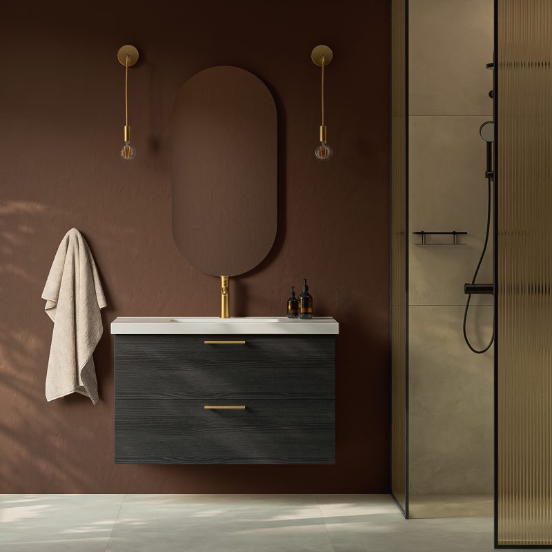 Temal Stella allaskaluste ruskeassa kylpyhuoneessa