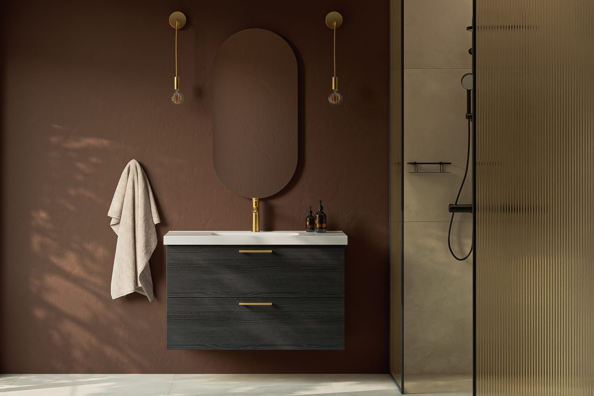 Temal Stella allaskaluste ruskeassa kylpyhuoneessa