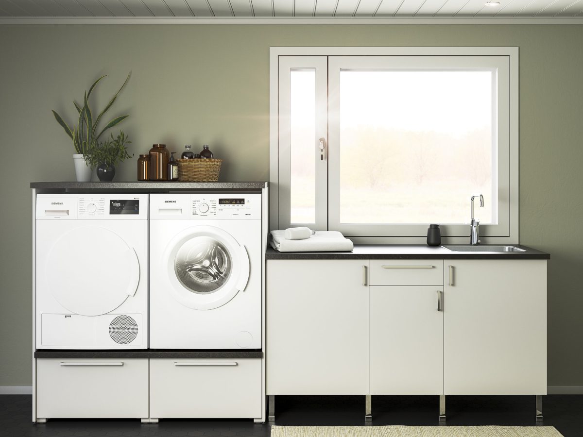 TEMAL kodinhoitohuone, kodinhoitohuoneen kalusteet, ERGO, ergonominen työskentely, vaalea kodinhoitohuone